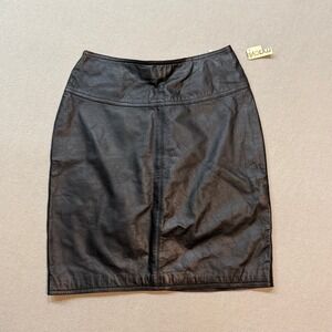Vintage 90s NWT Black‎ Leather Edgy Soft Goth Pencil Skirt Women Junior Size 7